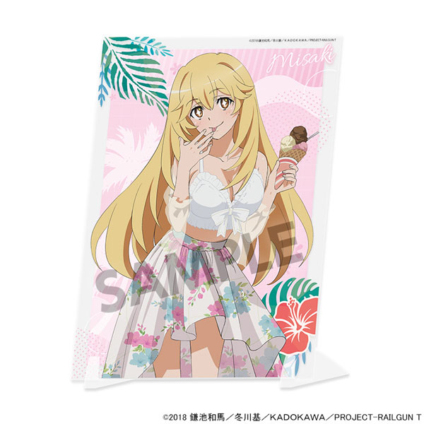 Hobby Stock 어떤 과학의 초전자포 T 신규 일러스트 비주얼 아크릴 플레이트 쇼쿠호 미사키 Vacation ver.