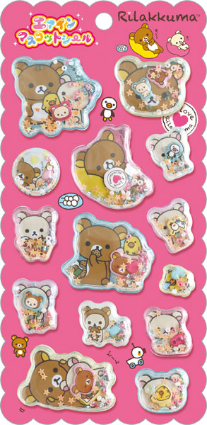 San-x SE76107 Rilakkuma "Anokoro no Rilakkuma" Air In Mascot Sticker I LOVE Rilakkuma image 1