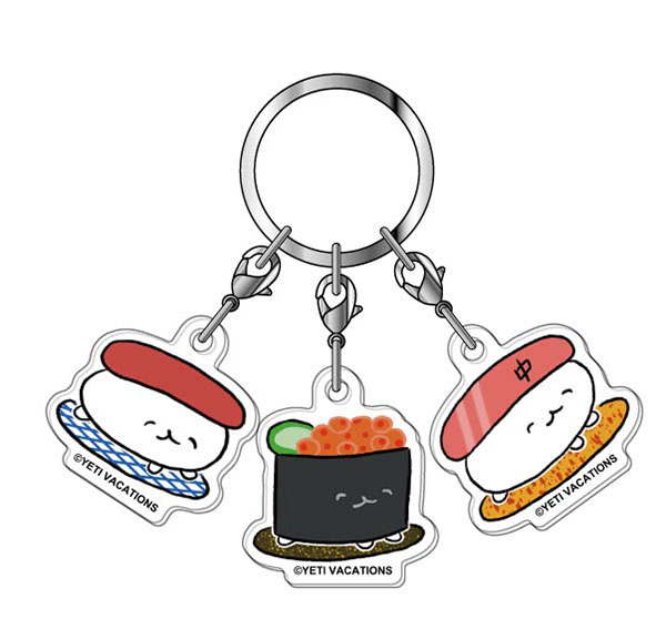 Bandai 3-Part Acrylic Keychain Oshushi dayo 01 Oshushi & Ikura & Chuutoro