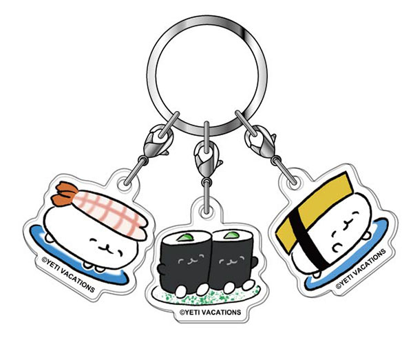Bandai 3-Part Acrylic Keychain Oshushi dayo 04 Ebi & Kappa Maki & Tamago รูปภาพ 1