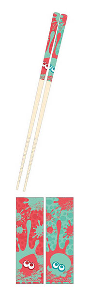 Bandai My Chopsticks Collection Splatoon 3 03 Red & Light Blue gambar 1