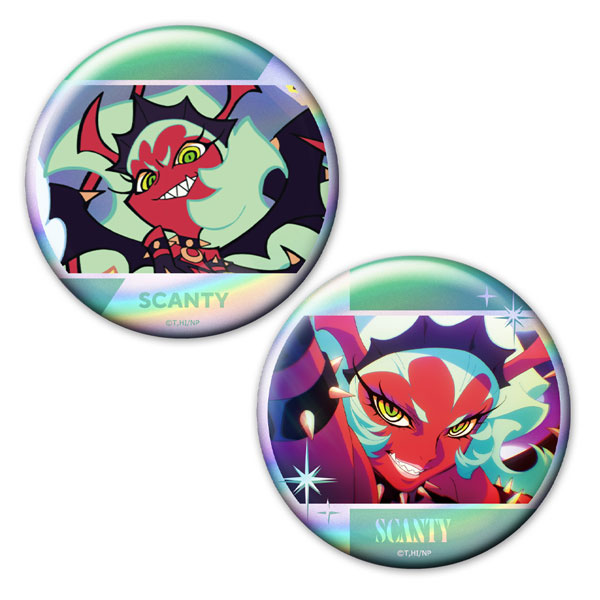Azu Maker New PANTY & STOCKING with GARTERBELT Hologram Tin Badge 2pc. Set Scanty