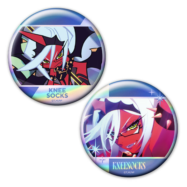Azu Maker New PANTY & STOCKING with GARTERBELT Hologram Tin Badge 2pc. Set Kneesocks