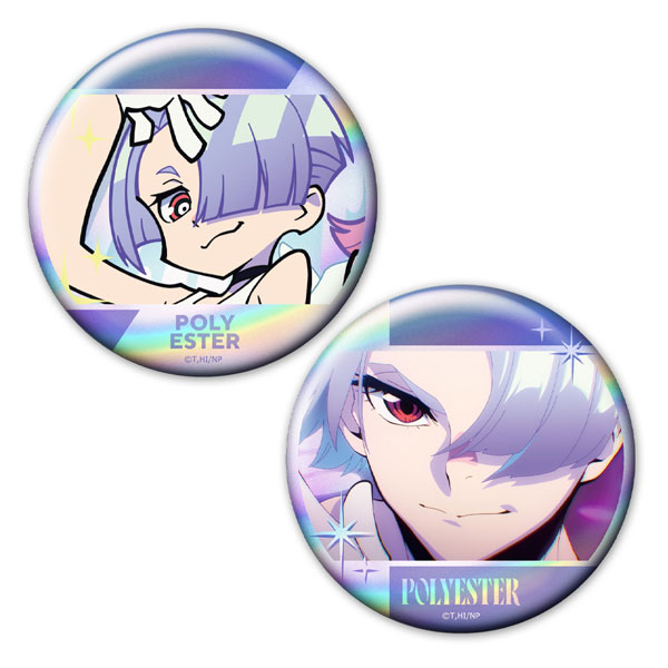 Azu Maker New PANTY & STOCKING with GARTERBELT Hologram Tin Badge 2pc. Set Polyester