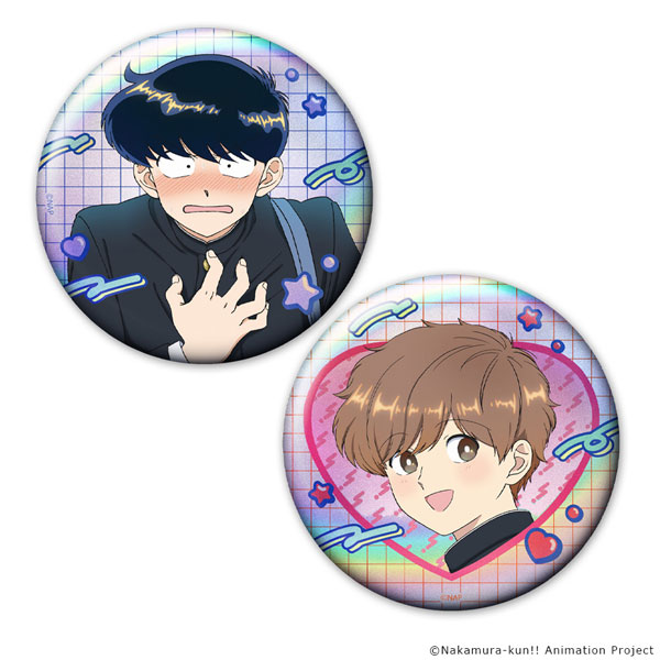Azu Maker TV Animation "Ganbare! Nakamura-kun!!" Hologram Tin Badge 2pc. Set Okuto Nakamura & Aiki Hirose 圖片 1