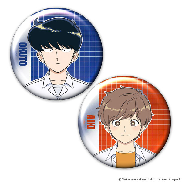 Azu Maker TV Animation "Ganbare! Nakamura-kun!!" Metallic Tin Badge 2pc. Set Okuto Nakamura & Aiki Hirose รูปภาพ 1