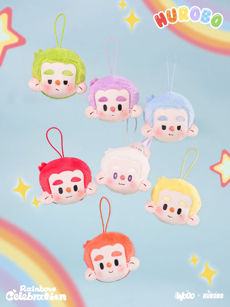 HIDDEN WOOO HUROBO Rainbow Celebration Plush Pendant 6Pack BOX