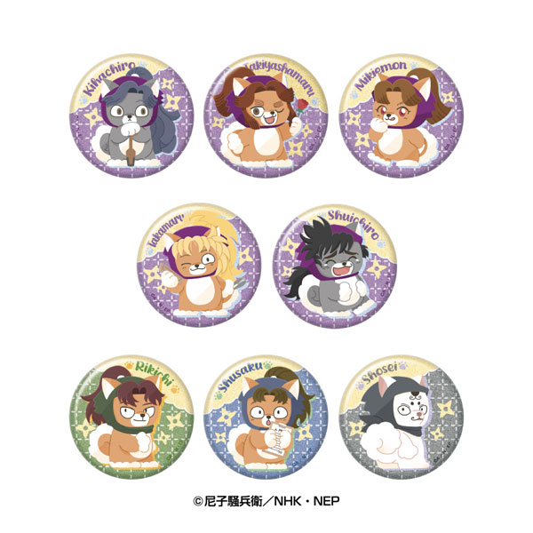 Ensky Nintama Rantaro Doubutsu Phose Glitter Tin Badge Collection 3 8Pack BOX 图片 1