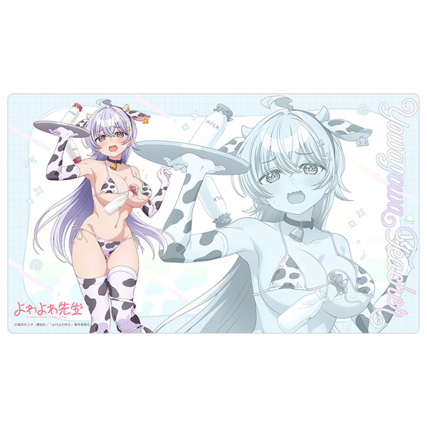 Curtain Damashii [Yowayowa-sensei] New Illustration Rubber Mat (Hiyori Hiwamura / Cow Pattern Swimsuit)