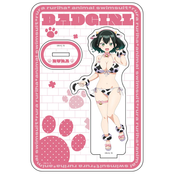 Curtain Damashii [Bad Girl] New Illustration Acrylic Stand (Rura Ruriha / Animal Swimsuit) รูปภาพ 1