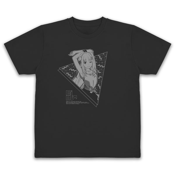 COSPA Re:ZERO -Starting Life in Another World- Emilia Dry T-shirt Exercise Ver. /BLACK-XL