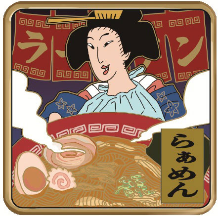 Tenyo TKBP-04 浮世絵ジャーニー vol.1 ラーメン / ゴールド マグネットスクエア 画像 1