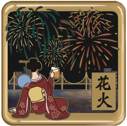 Tenyo TKBP-06 Ukiyoe Journey vol.1 Firework / Gold Magnet Square รูปภาพ 1