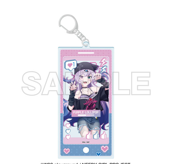 EDITH inc. Anime "NEEDY STREAMER OVERLOAD" x Tokyu Kabukicho Tower Acrylic Keychain Purple Lollipop