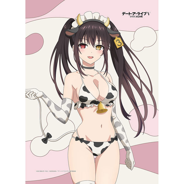 Curtain Damashii Date A Live V New Illustration B2 Wall Scroll (Kurumi Tokisaki / Cow Pattern Swimsuit) Double Suede