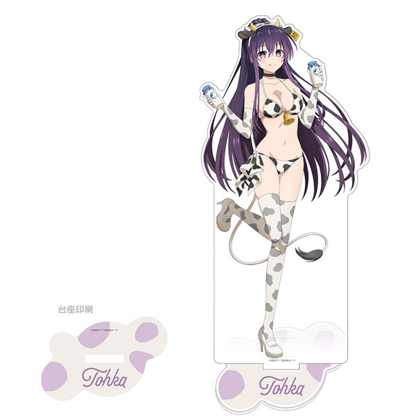 Curtain Damashii Date A Live V New Illustration Jumbo Acrylic Stand (Tohka Yatogami / Cow Pattern Swimsuit)