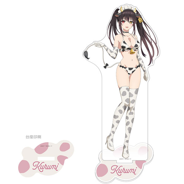 Curtain Damashii Date A Live V New Illustration Jumbo Acrylic Stand (Kurumi Tokisaki / Cow Pattern Swimsuit)