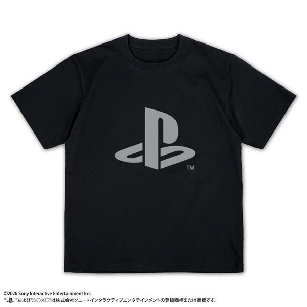 COSPA PlayStation Pleating T-shirt for PlayStation Family Mark/BLACK-L