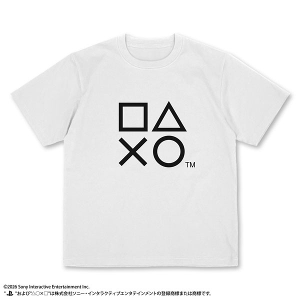COSPA PlayStation Pleating T-shirt for PlayStation Shapes Logo/WHITE-XL