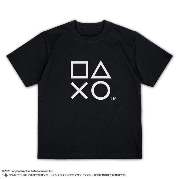 COSPA PlayStation Pleating T-shirt for PlayStation Shapes Logo/BLACK-L