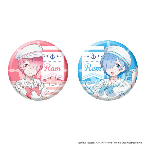 KADOKAWA Re:ZERO -Starting Life in Another World- Glimmering Big Tin Badge Set Sailor Ver. - Ram & Rem