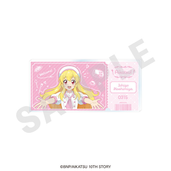 coly "Aikatsu! 10th STORY -STARWAY to the Future-" Ticket Style Acrylic Block Patissier ver. (Ichigo Hoshimiya)