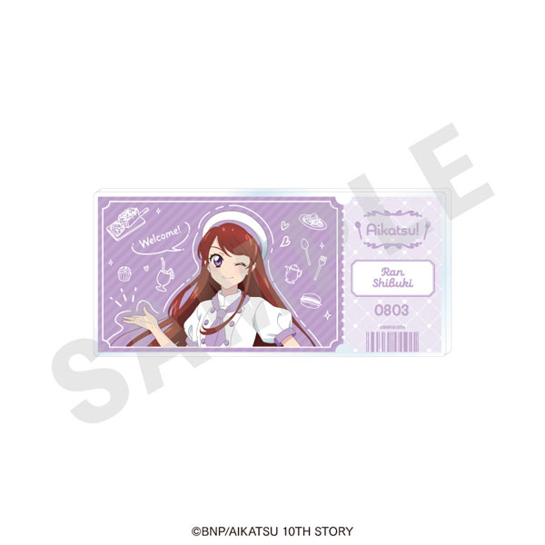 coly "Aikatsu! 10th STORY -STARWAY to the Future-" Ticket Style Acrylic Block Patissier ver. (Ran Shibuki)