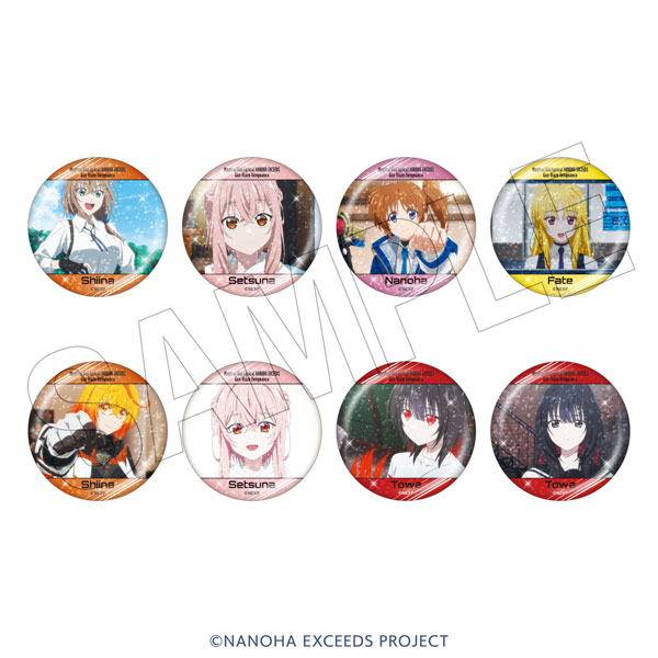 TOKYOGETS Magical Girl Lyrical Nanoha Exceeds Gun Blaze Vengeance Trading Shiny Tin Badge 8Item Set imagen 1