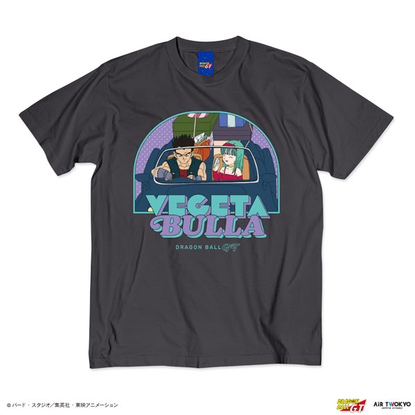AIR TWOKYO TV Anime "DRAGON BALL GT" Scene Illustration T-shirt 2 (Vegeta / Bulla) Faded Grey XXL