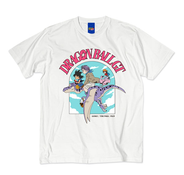 AIR TWOKYO TV Anime "DRAGON BALL GT" Scene Illustration T-shirt 3 (Son Goku / Trunks / Pan) Faded White L Bild 1