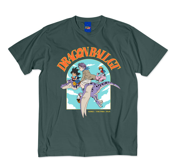 AIR TWOKYO TV Anime "DRAGON BALL GT" Scene Illustration T-shirt 3 (Son Goku / Trunks / Pan) Faded Green M รูปภาพ 1