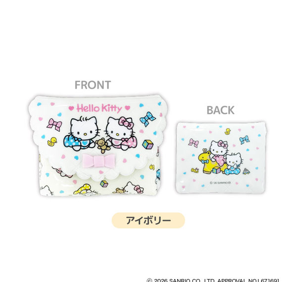 TCP Hello Kitty Lovely Babies Quilting Vinyl Pouch Ivory รูปภาพ 1
