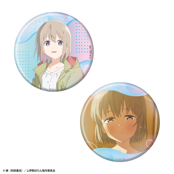 ATFES TV Anime "Botan Kamiina Fully Blossoms When Drunk" Aurora Tin Badge 2pc. Set Ibuki Tonami
