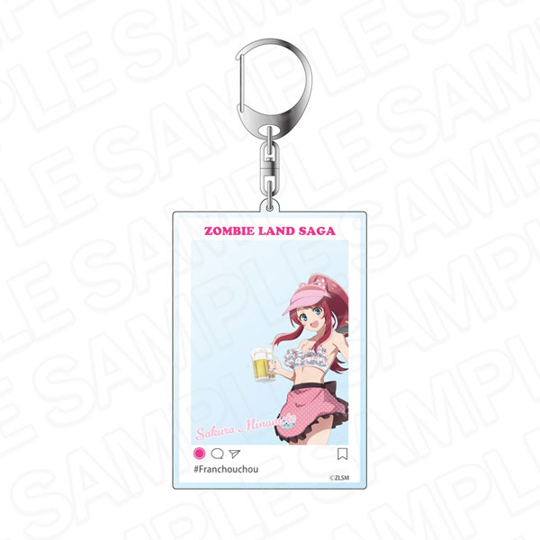 Contents Seed Movie "Zombie Land Saga Yumeginga Paradise" SNS Style Acrylic Keychain Sakura Minamoto Summer Beach Hut ver.
