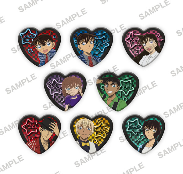 KADOKAWA Detective Conan Heart-Shaped Tin Badge - American Oldies Ver. 8Pack BOX image 1