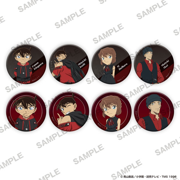KADOKAWA Detective Conan Tin Badges + Black & Red Ver. 8Pack BOX image 1