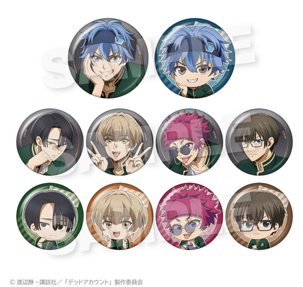 Stella Notes TV Anime "Dead Account" Trading Tin Badge Crouching ver. 10Pack BOX รูปภาพ 1