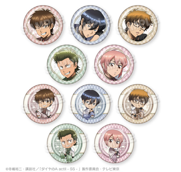 Stella Notes TV Anime "Ace of Diamond act II -Second Season-" Trading Tin Badge Round Window ver. 10Pack BOX รูปภาพ 1