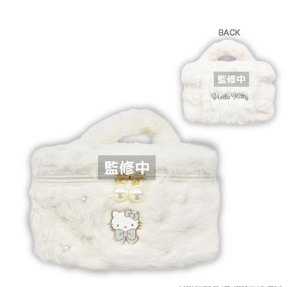 TCP Hello Kitty (Winter Ribbon) Fur Vanity Pouch White 이미지 1