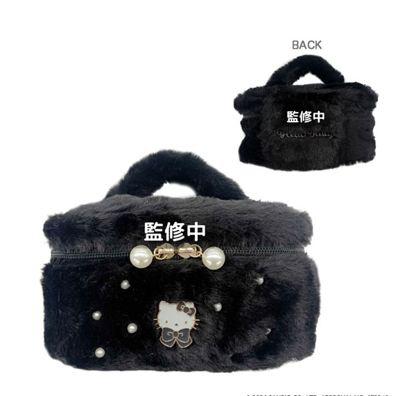 TCP Hello Kitty (Winter Ribbon) Fur Vanity Pouch Black image 1