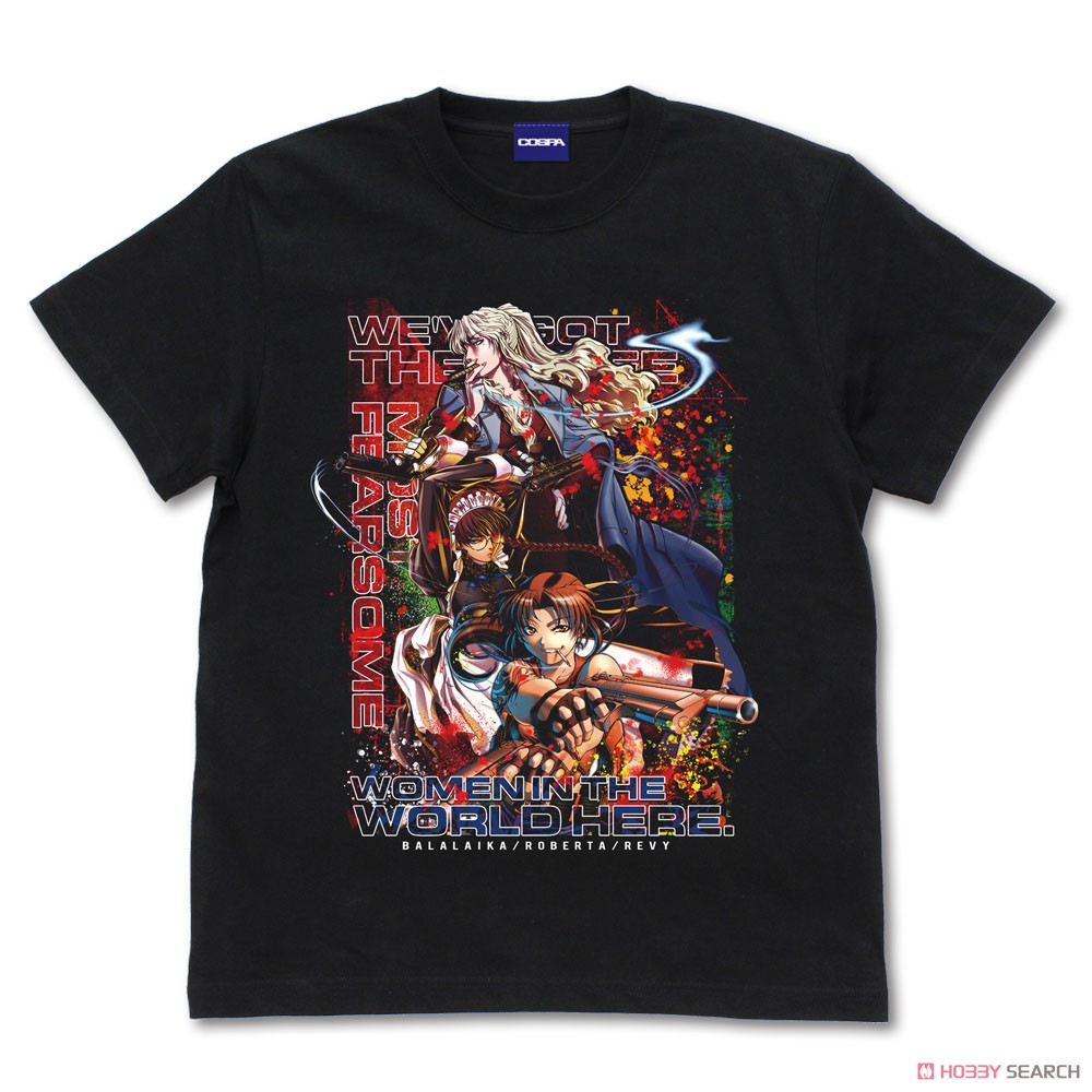 Cospa Black Lagoon The Top Three Most Scary Woman on the Planet Full Color T-Shirt Black XL (Anime Toy) gambar 2