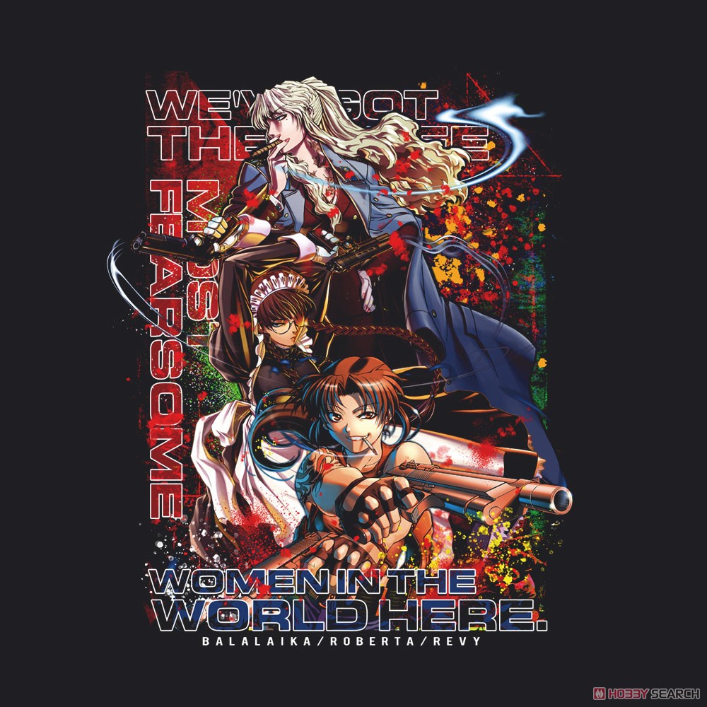Cospa Black Lagoon The Top Three Most Scary Woman on the Planet Full Color T-Shirt Black XL (Anime Toy) gambar 3
