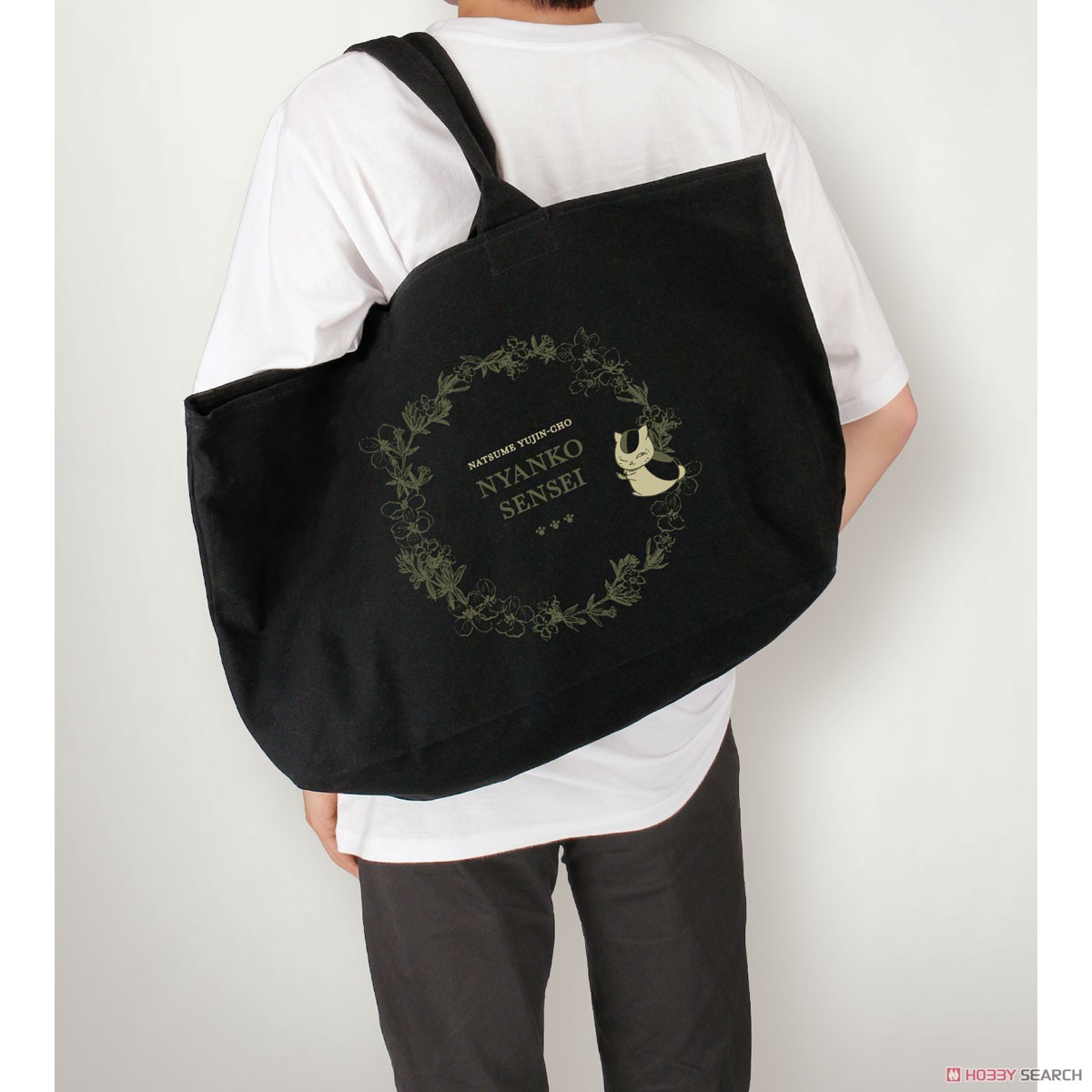 arma bianca Natsume`s Book of Friends Nyanko-sensei Big Zip Tote Bag Black รูปภาพ 7