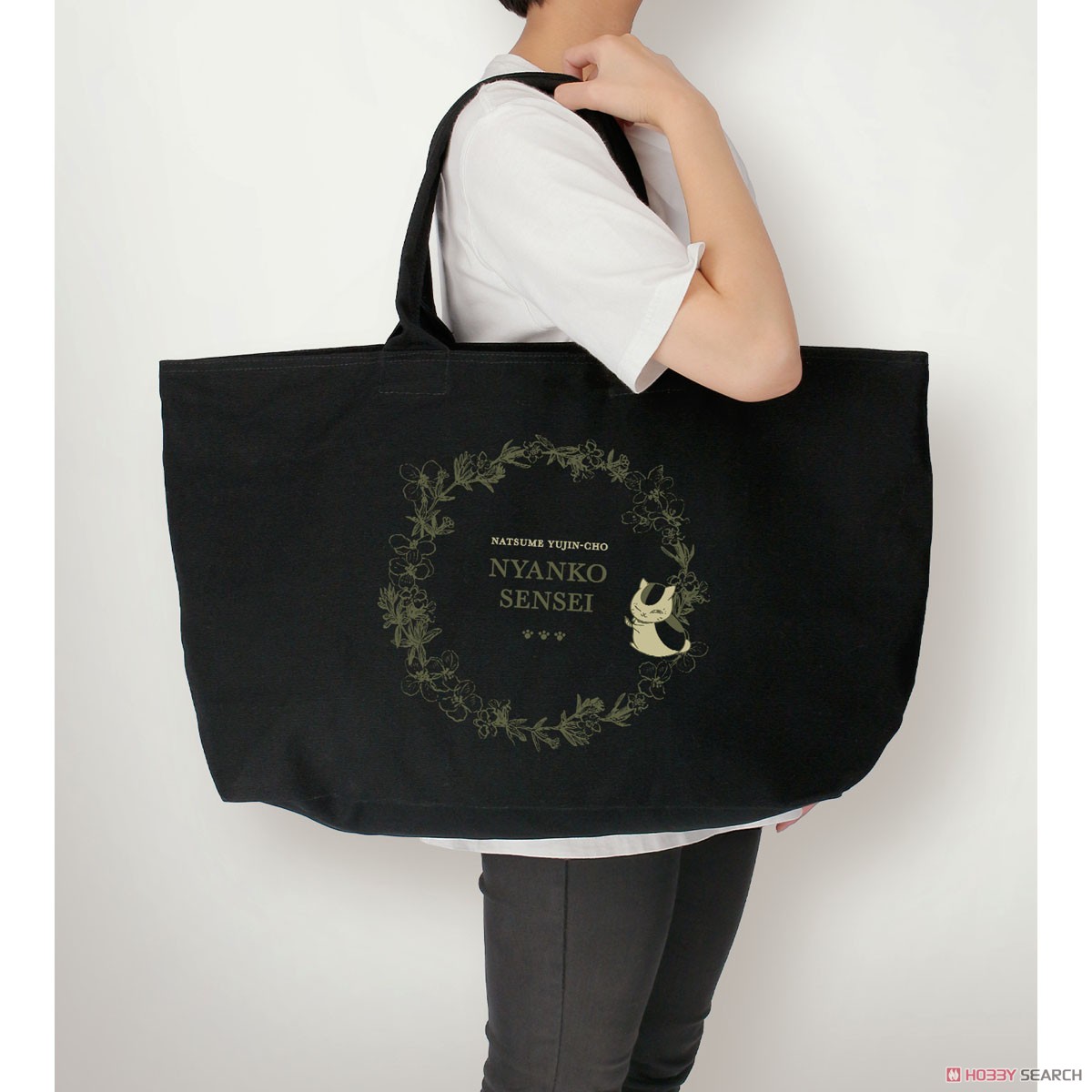arma bianca Natsume`s Book of Friends Nyanko-sensei Big Zip Tote Bag Black รูปภาพ 8