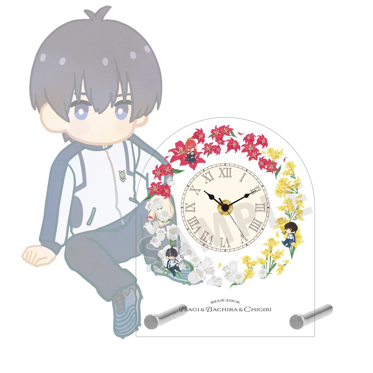 arma bianca Blue Lock Yoichi Isagi &amp; Meguru Bachira &amp; Hyoma Chigiri Botania Vol.2 Acrylic Stand Clock Bild 2