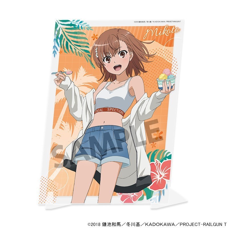 Hobby Stock A Certain Scientific Railgun T Newly Drawn Visual Acrylic Plate Mikoto Misaka Vacation ver. (Anime Toy) Bild 2