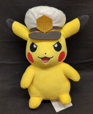 Bandai Spirits Fluffy Plush Stuffed Toy Captain Pikachu Pokemon Pikachu (mouth opened)