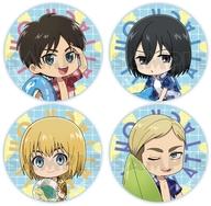 バッジ・ビンズ エレン＆ミカサ＆アルミン＆エルヴィン(バカンス) ミニキャラ缶バッジセットA 「進撃の巨人」