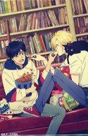 バッジ・ピンズ 英二＆アッシュ(本棚) 「BANANA FISH Cafe and Bar - winter in NY - スクエア缶バッジ」 圖片 1
