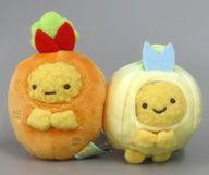 えびふらいのしっぽ(にんじん)＆あじふらいのしっぽ(たまねぎ) てのりぬいぐるみセット すみっコぐらしコレクション ようこそ!たべもの王国テーマ 「すみっコぐらし」 すみっコぐらしshop限定 画像 1